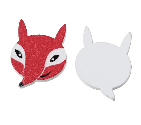 1x Houten Cabochon Vos