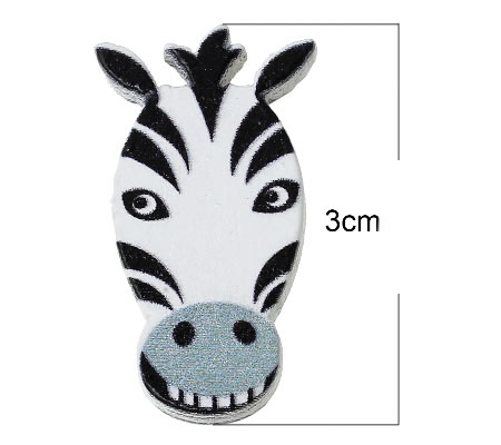 1x Houten Cabochon Zebra