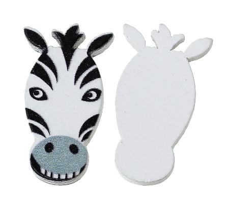 1x Houten Cabochon Zebra