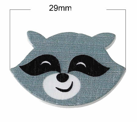 1x Houten Cabochon Wasbeer