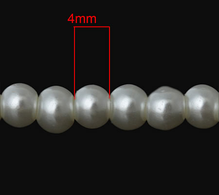 Snoertje Glasparels 4 mm Wit