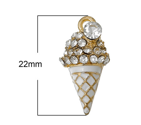 1x Bedel IJsje Goudkleurig-Wit / Strass