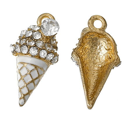 1x Bedel IJsje Goudkleurig-Wit / Strass