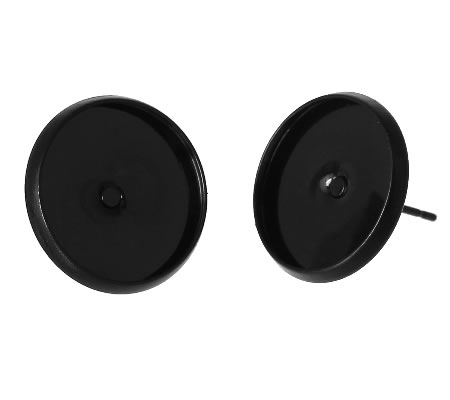 1 Paar Oorstekertjes Cabochon/Gespoten Zwart 14mm
