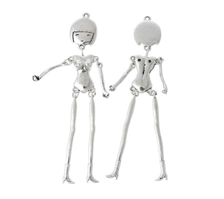 1x Bedel Meisje Donker Zilver 3-D