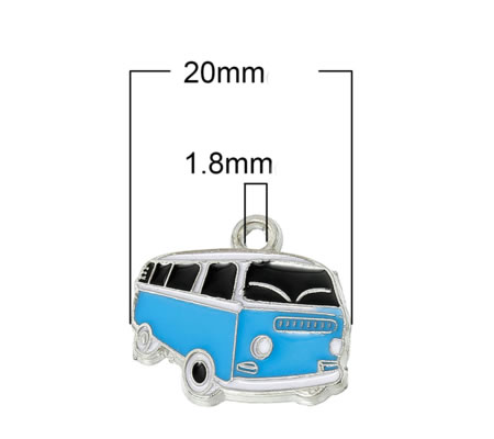 1x Bedeltje Auto Blauw VW Busje