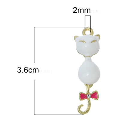 1x Bedeltje Kat Emaille Goud