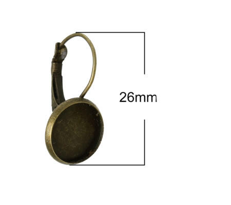 1 Paar Cabochon oorbelhaakjes Brons 12 mm