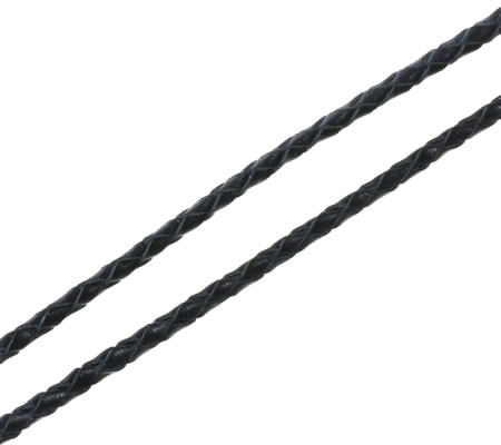 2 meter Zwart Gevlochten Lederen Veter 3mm