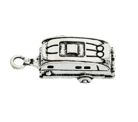 1x Bedeltje Caravan Donker zilver 3D