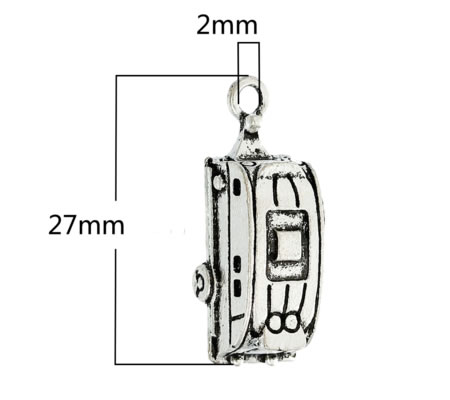 1x Bedeltje Caravan Donker zilver 3D