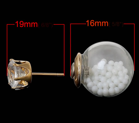 1 paar Double Dot oorbelletjes Goud / Wit