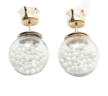 1 paar Double Dot oorbelletjes Goud / Wit