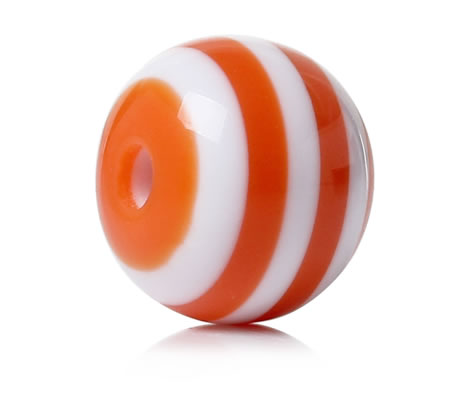 20 stuks acryl oranje/wit 6 mm