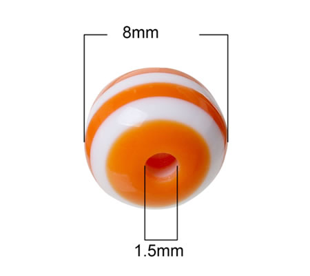 20 stuks acryl oranje/wit 6 mm