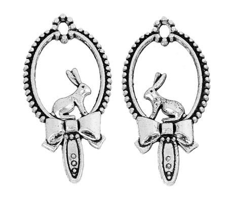 1x Bedel Konijntje Donker Zilver