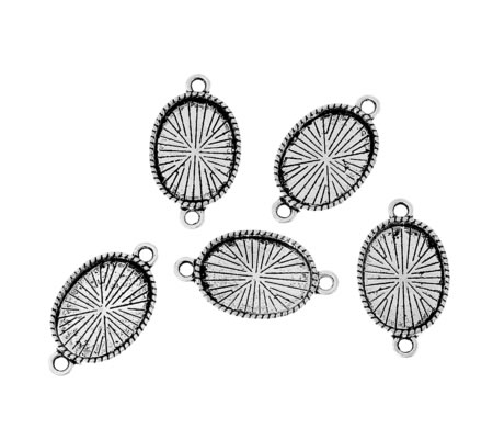 1x Cabochon Connector Donker zilver 13 x 18 mm