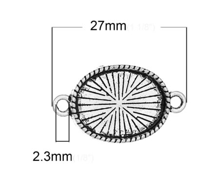 1x Cabochon Connector Donker zilver 13 x 18 mm
