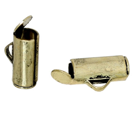 2x Eind Buisje Klem Brons 13 mm