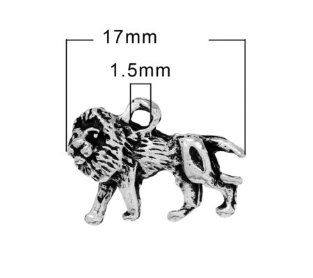 1x Bedeltje Leeuw Donker Zilver