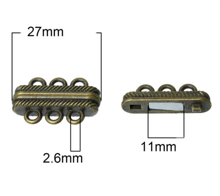 3-rij magneetslot Brons 27mm