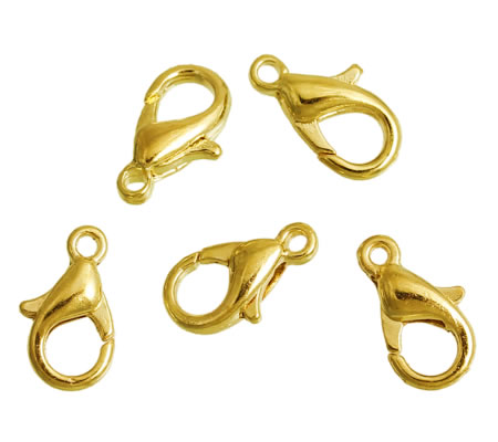 2 stuks lobsterslotje goudkleurig 14 mm