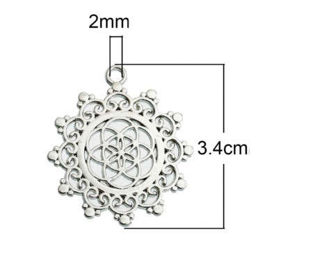 1x Bedel "Seed of life" Donker Zilver