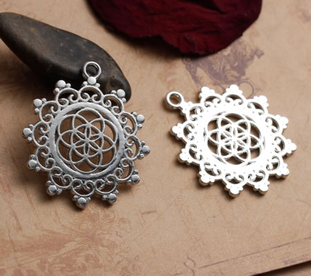 1x Bedel "Seed of life" Donker Zilver