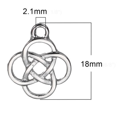 1x Bedeltje "Celtic Knot" Licht Zilver
