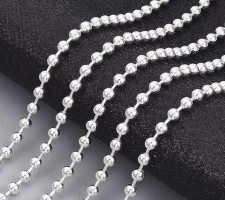 2 meter ballchain licht zilver balletje 4 mm