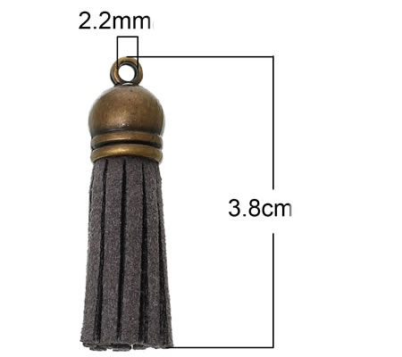1x Kwastje met Kapje Donker Grijs / Brons