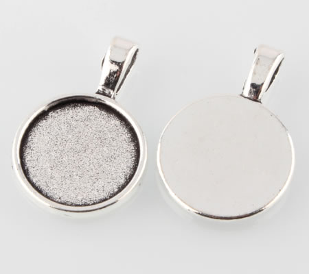 1x Cabochon houder Donker zillver 16 mm