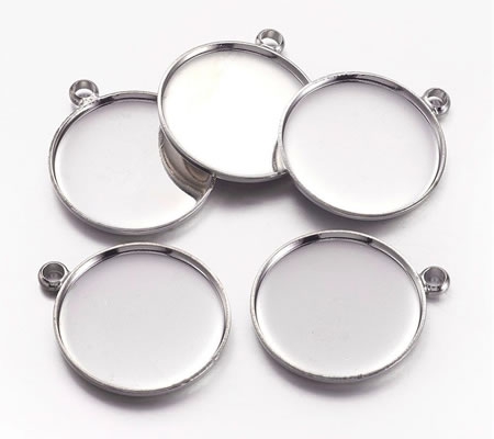 1x Cabochon Bedel Donker zilver 20mm