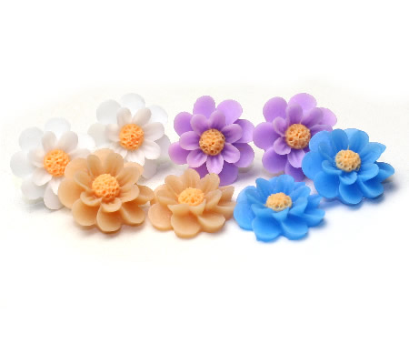 1x Bloem Cabochon 2-kleurig / Zalm