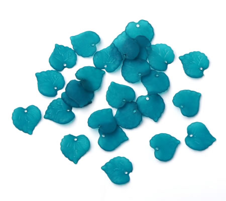 50x Acryl Frosted blaadje Turquoise Blauw