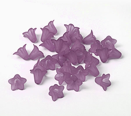 50x Frosted bloemen kelkje Paars 16 mm