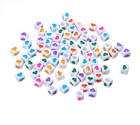 50x Acrylkraaltje met hartje mix vierkant
