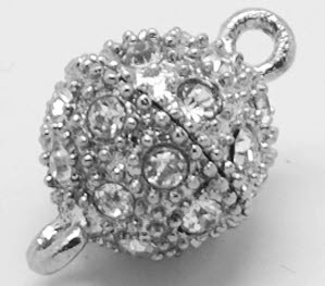 1x Strass/Donker zilveren magneetslotje