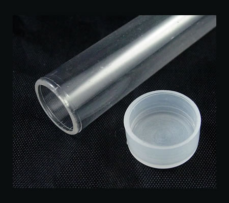 1x plastic buisje / mat transparante dop