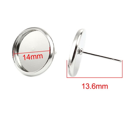 1 Paar oorstekertjes cabochon plakvlak Donker zilverkleurig