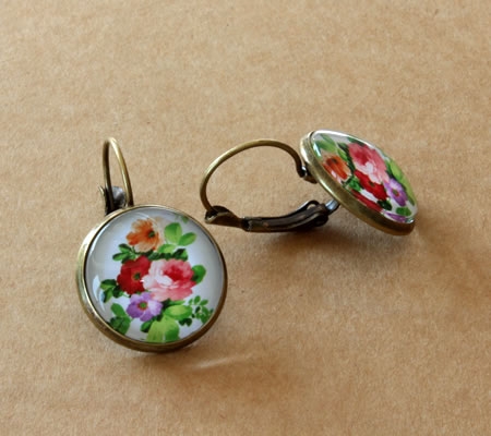 1 paar Oorbellen Brons / Bloem Motief
