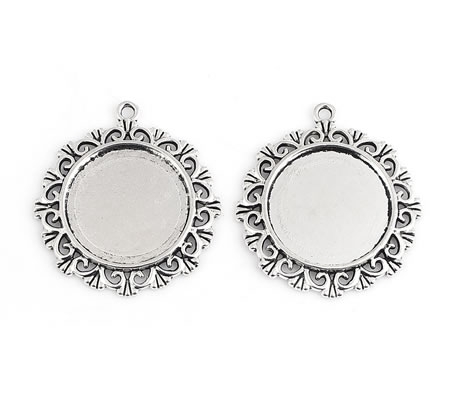 Cabochonhanger Donker Zilver (cabochon 25 mm)