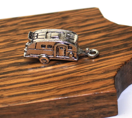 1x Bedeltje Caravan Donker zilver 3D