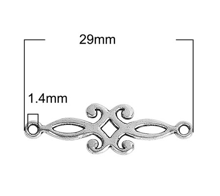 1x Filigrain Connector donker zilver
