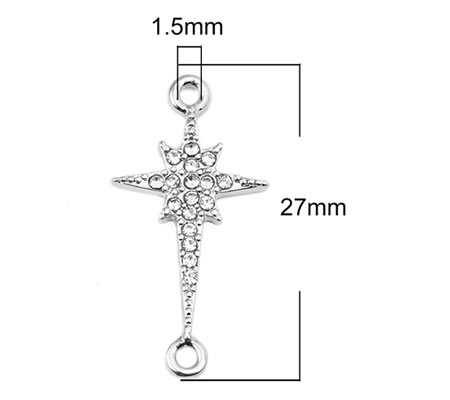 1x Connector Kruis ster (klein) Licht Zilver