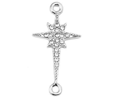 1x Connector Kruis ster (klein) Licht Zilver