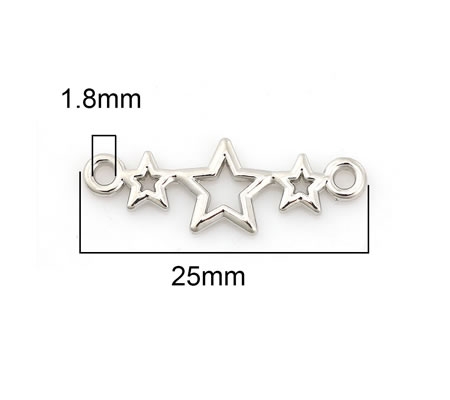 1x Kleine Connector Sterretjes Zilverkleurig