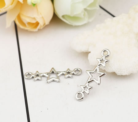 1x Kleine Connector Sterretjes Zilverkleurig