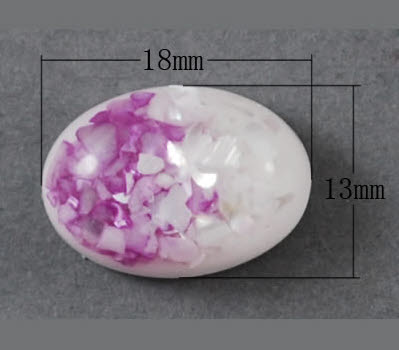 Glazen Cabochon Fuchsia/Wit -Schelp en Glas