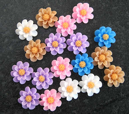 1x Bloem Cabochon 2-kleurig / Zalm